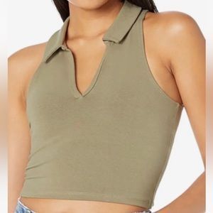 Abercrombie and fitch green polo sleeveless crop women's tank s small Johnny